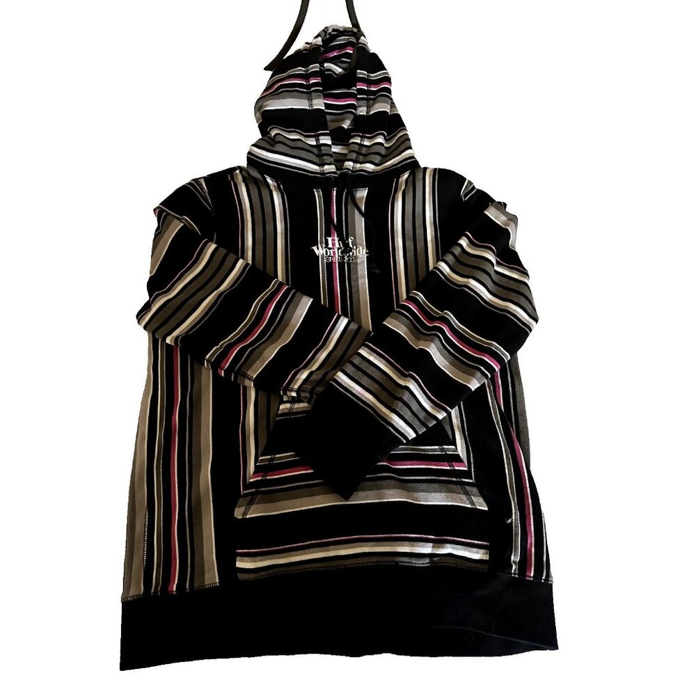 Huf Black Striped Pullover Hoodie Skateboarding Outdoor XL   J19